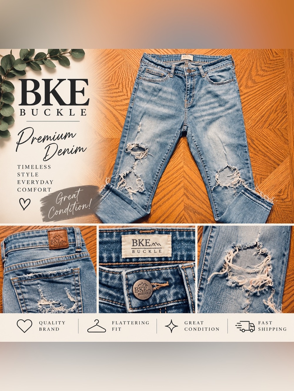 Buckle Light Blue Distressed Skinny Jeans